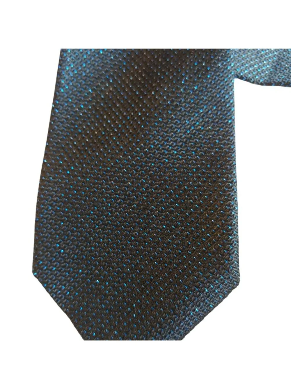 Burma Bibas Black Silk Blue Metallic Lurex Textured Woven Neck Tie Cocktail